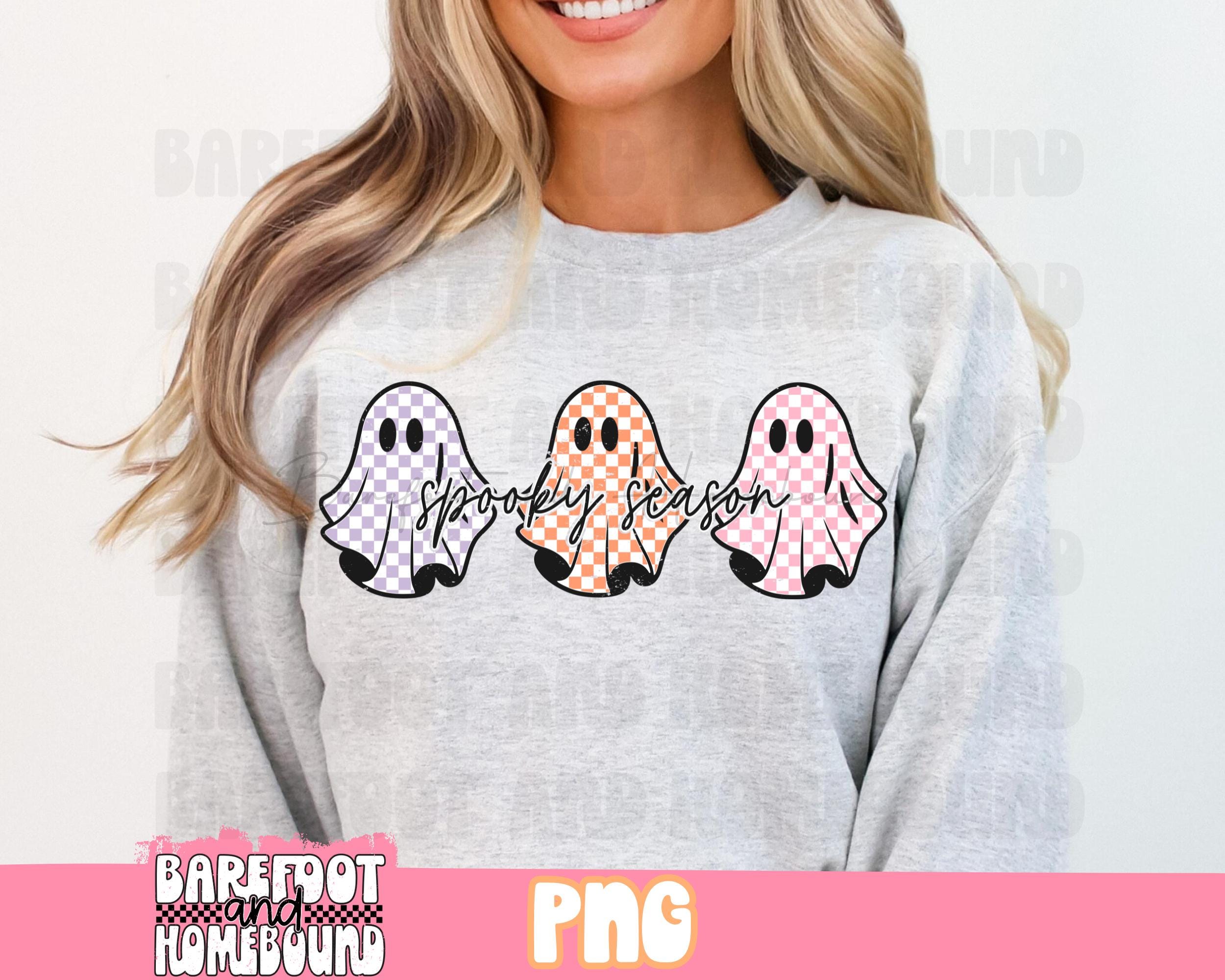 Checkered Ghosts PNG, Pink Ghost PNG, Spooky Png, Halloween Shirt Design, Pink Halloween Girly Ghost Shirt Design, Boo Pastel Halloween Png