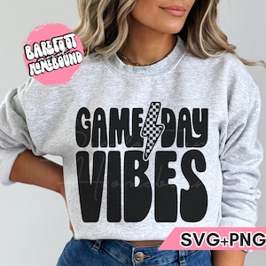 Game Day Vibes SVG: Checkered Lightning Bolt PNG (Digital Download)