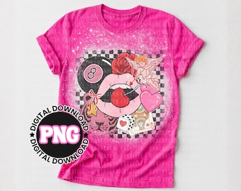 Valentines Collage PNG: Cupid Love Lips Cherry 8 Ball Tiger Shirt Design (Digital Download)