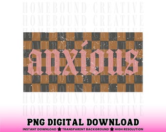 Checkered Anxious Mama PNG: Preppy Goth Design (Digital Download)