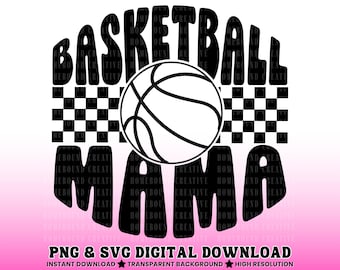 Basketball Mama SVG PNG: Projekt koszulki sportowej dla mamy w kratkę (pobranie cyfrowe)