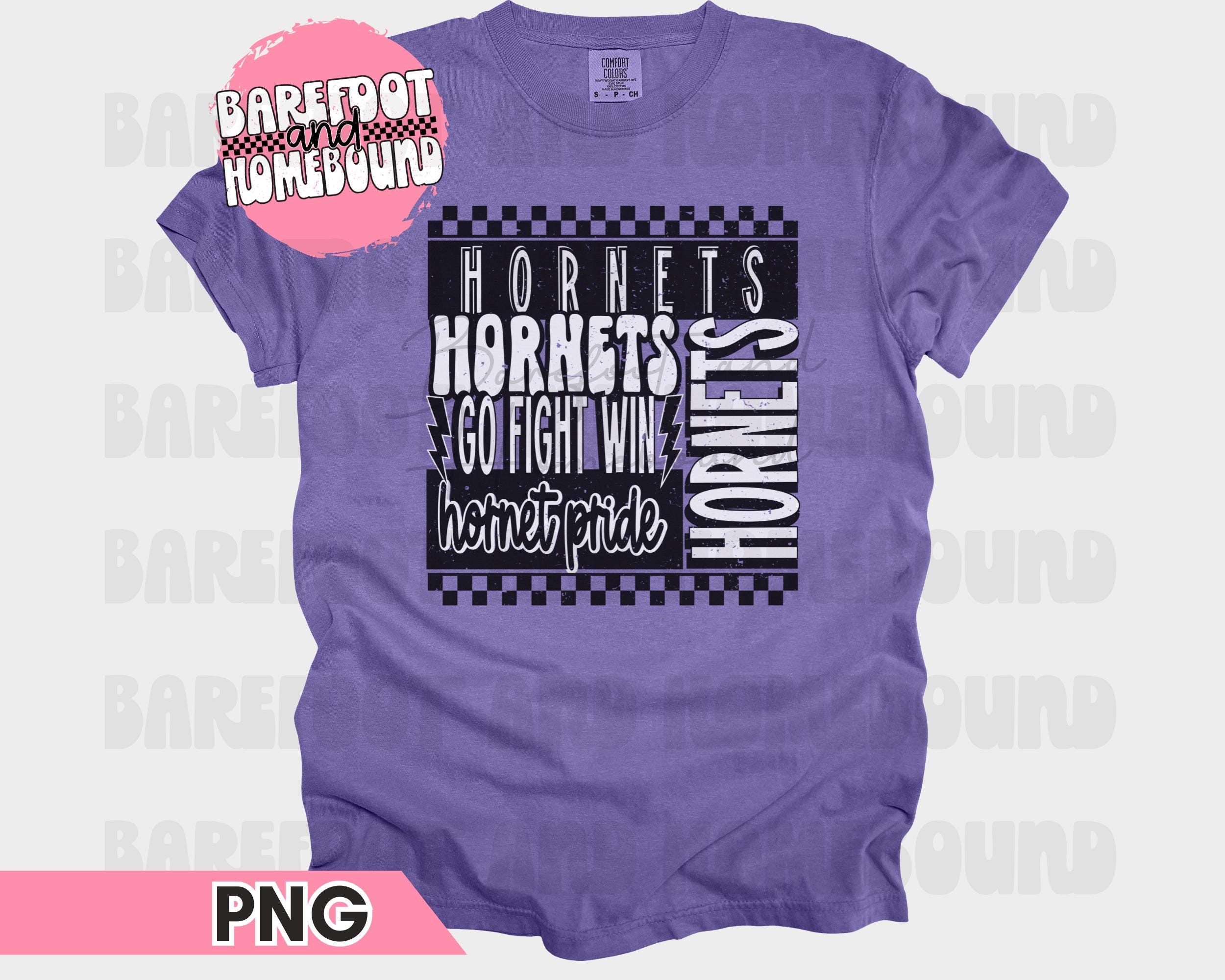 Checkered Hornets PNG: Vintage Style Mascot, School Team Design
