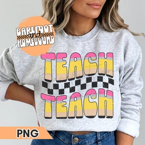 Retro Teacher PNG: Wavy Pencil Design (Digital Download)