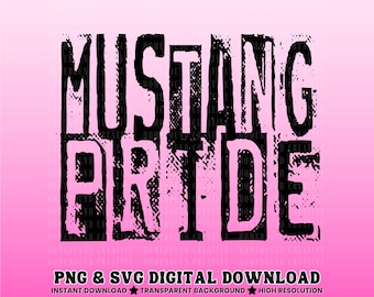 Mustang Pride SVG PNG: Design per maglietta con spirito scolastico dei Mustangs (download digitale)