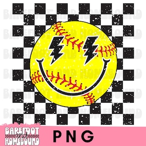 Checkered Softball PNG, Lightning Bolt Softball PNG, Retro Softball Mom, Softball Season, Softball Shirt Design, Softball Sublimation Png