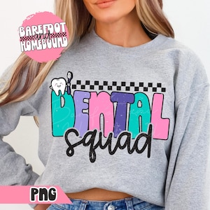 Retro Dental Squad PNG: Checkered Tooth Design (Digital Download)