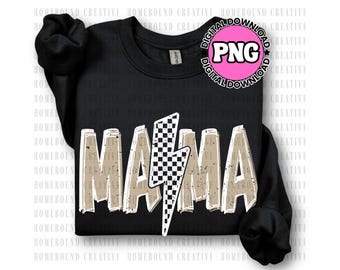 Neutral Checkered Mama PNG: Retro Mom Shirt Design (Digital Download)