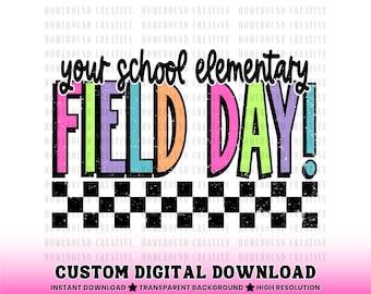 Bemaltes Schulshirt, Neon Karierter Feldtag, Schule Shirt Design (Digitaler Download)