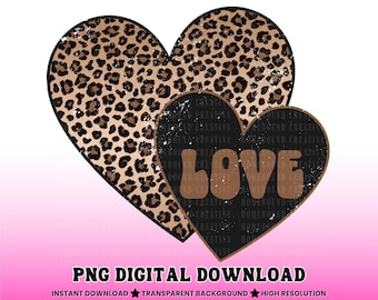 Coeur léopard PNG : conception de chemise guépard Love en détresse (téléchargement numérique)