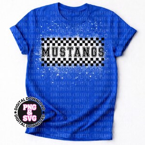 Checkered Mustangs Mascot SVG PNG: Varsity Mustang Shirt Design (Digital Download) image 2
