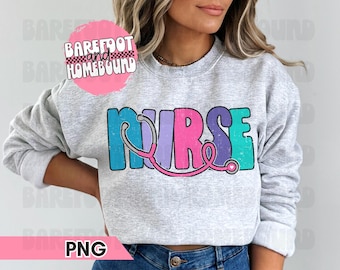 Retro Nurse PNG: Colorful Stethoscope Design (Digital Download)