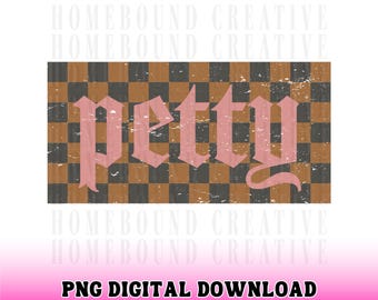 Checkered Petty PNG: Distressed Preppy Gothic Design (Digital Download)