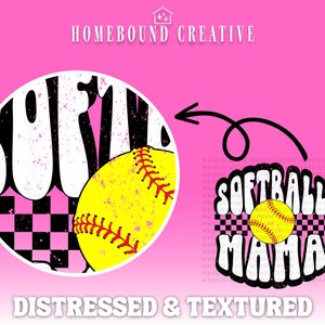 Checkered Softball Mama PNG: Retro Sports Mom Shirt Design (Digital Download) image 3