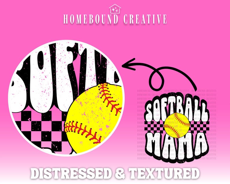Checkered Softball Mama PNG: Retro Sports Mom Shirt Design (Digital Download) image 3