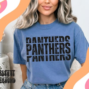 Grunge Panthers Mascot PNG: Shirt Design (Digital Download)