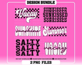 Summer Vacation PNG Bundle: Retro Beach Shirt Designs (Digital Download)