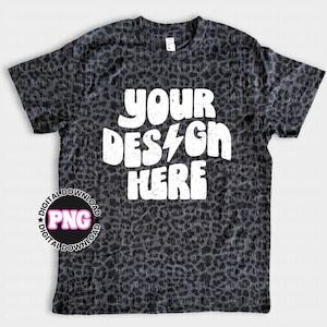Black Leopard T-shirt Mockup: LAT 6901 Flat Lay (Digital Download)