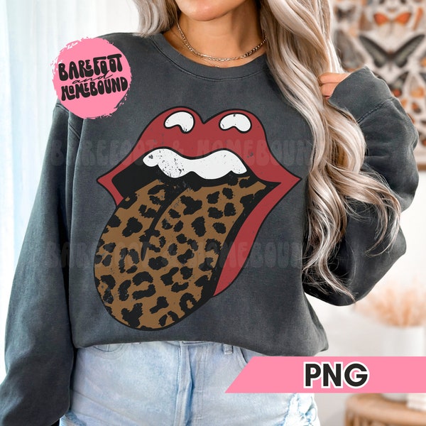Leopard Tongue PNG, Rock and Roll PNG Textured Concert Png, Leopard Lips Png, Cheetah Tongue Sublimation, Rock Band PNG, Trendy Shirt Design