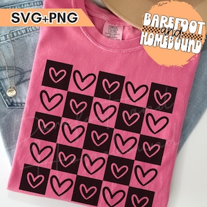 Checkered Hearts SVG PNG: Retro Valentine&#39;s Day Design (Digital Download