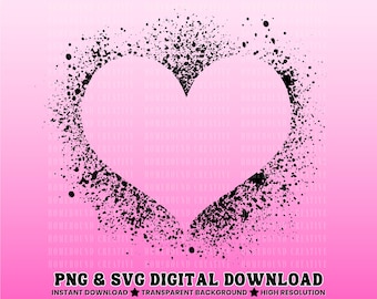 Paint Splatter Heart SVG: Graffiti Valentine Love Shirt Design (Digital Download)