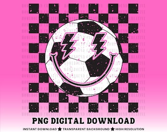 Balón de fútbol a cuadros PNG: Diseño de camiseta deportiva retro de moda (descarga digital)
