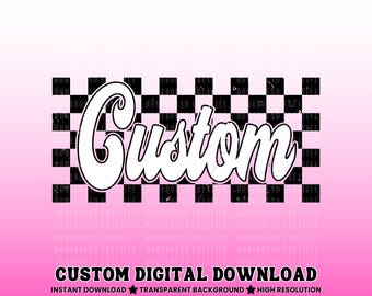 Retro Kariert Benutzerdefinierter Text PNG: Kundenspezifisches Frauenhemd Design (Digitaler Download)
