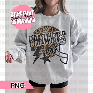 Leopard Print Panthers Football Helmet PNG: Shirt Design (Digital Download