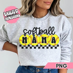 Softball Mama PNG, Checkered Softball PNG, Retro Softball PNG, Softball Season png, Softball Shirt Design, Checkerboard Softball Sublimation