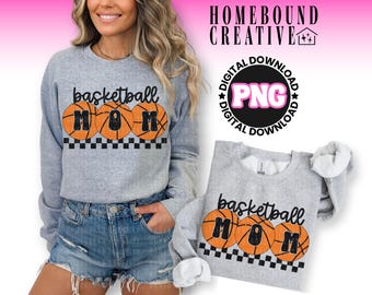 Checkered Basketball Mom PNG: Retro Sports Mama Shirt Design (Digital Download)