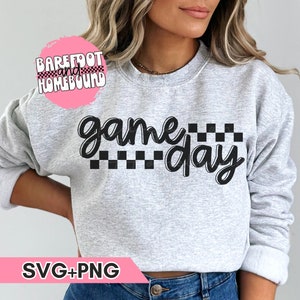 Checkered Game Day SVG PNG: Distressed Football Shirt Design