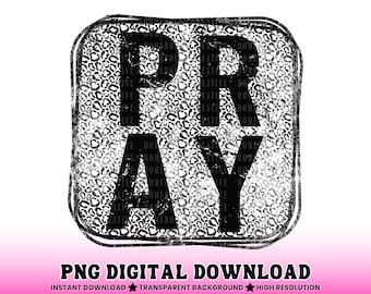 Leopard Pray PNG: Grunge Christian Animal Print Shirt Design (Digital Download)