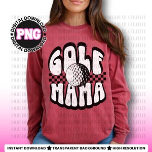 Retro Checkered Golf Mama PNG: Projekt koszulki dla mamy golfisty (pobranie cyfrowe) zdjęcie 4