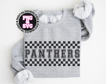 Checkered Panthers SVG PNG: design dello spirito di squadra del font Varsity