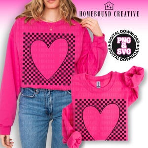 Checkered Heart SVG: Retro Valentines Png Love Shirt Design (Digital Download) image 1