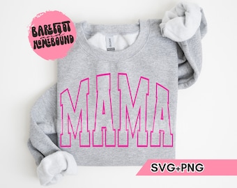 Pink Varsity Mama SVG, Varsity Font Mama Png, Mom Life