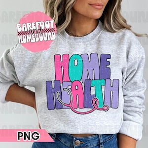 Retro Home Health Nurse PNG: Stethoscope Shirt Design (Digital Download)
