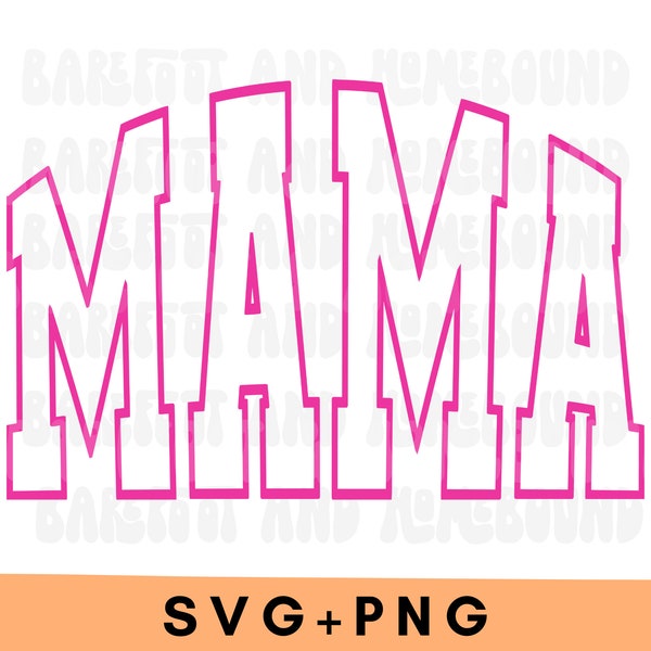 Pink Varsity Mama SVG, Varsity Font Mama Png, Mom Life Digital File, Collegiate Font Mama Shirt Svg, Pink Mom Design, Varsity Mama Cut File
