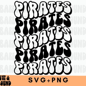 Retro Wavy Pirates SVG PNG: School Mascot, Shirt Design (Digital Download)