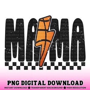 Mamá de baloncesto a cuadros PNG: Diseño de rayo (Descarga digital) imagen 1