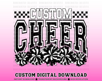 Custom Checkered Cheer Mascot PNG: Personalized Cheerleading Team Design (Digital Download)