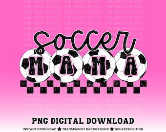 Checkered Soccer Mama PNG: Retro Game Day Balls Shirt Design (Digital Download)