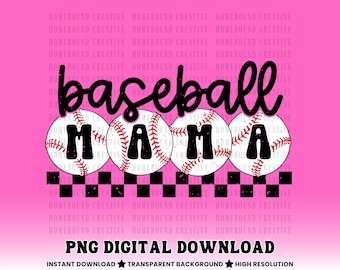 Checkered Baseball Mama PNG: Retro Game Day Shirt Design (Digital Download)