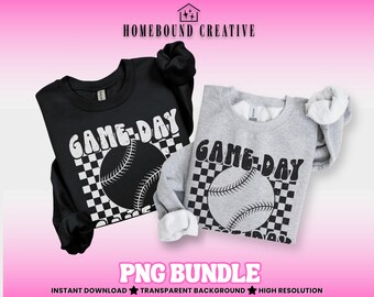 Checkered Baseball Game Day PNG: Retro Shirt Design (Digital Download)