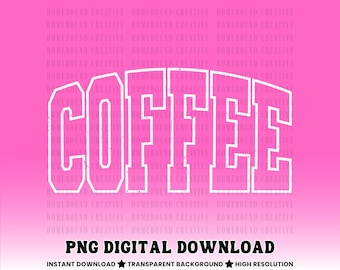 Varsity Coffee Design PNG: Retro Women's Shirt Designs (Digital Download)