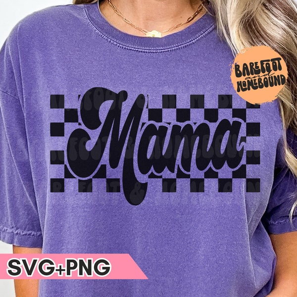 Checkered Mama SVG, Retro Mama svg, Rock and Roll Mom SVG, Mom PNG, Retro Font Mom Sublimation, Checkered Mama Cut File, Cool Mom Design