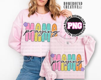 Mamma che prega PNG: design per maglietta per mamma cristiana (download digitale)