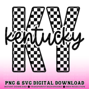 Checkered Kentucky SVG PNG: Plik do cięcia projektu koszulki KY (pobieranie cyfrowe)