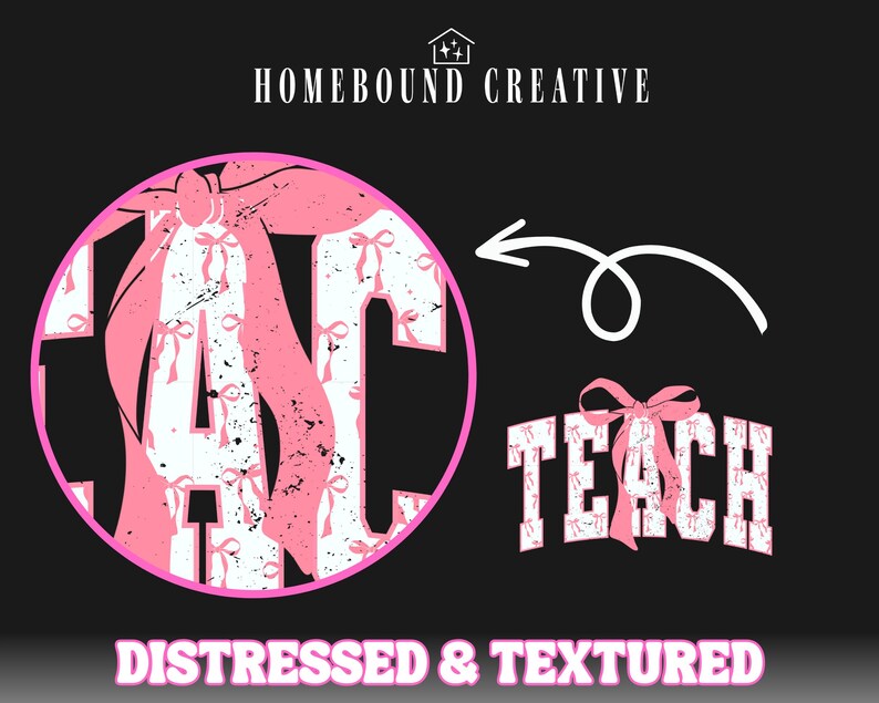 Coquette Bow Teach PNG: Varsity Pink Teacher Shirt Design (Digital Download) image 2