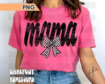 Mamá con lazo a cuadros PNG: Diseño de camiseta de mamá desgastada (archivo digital)