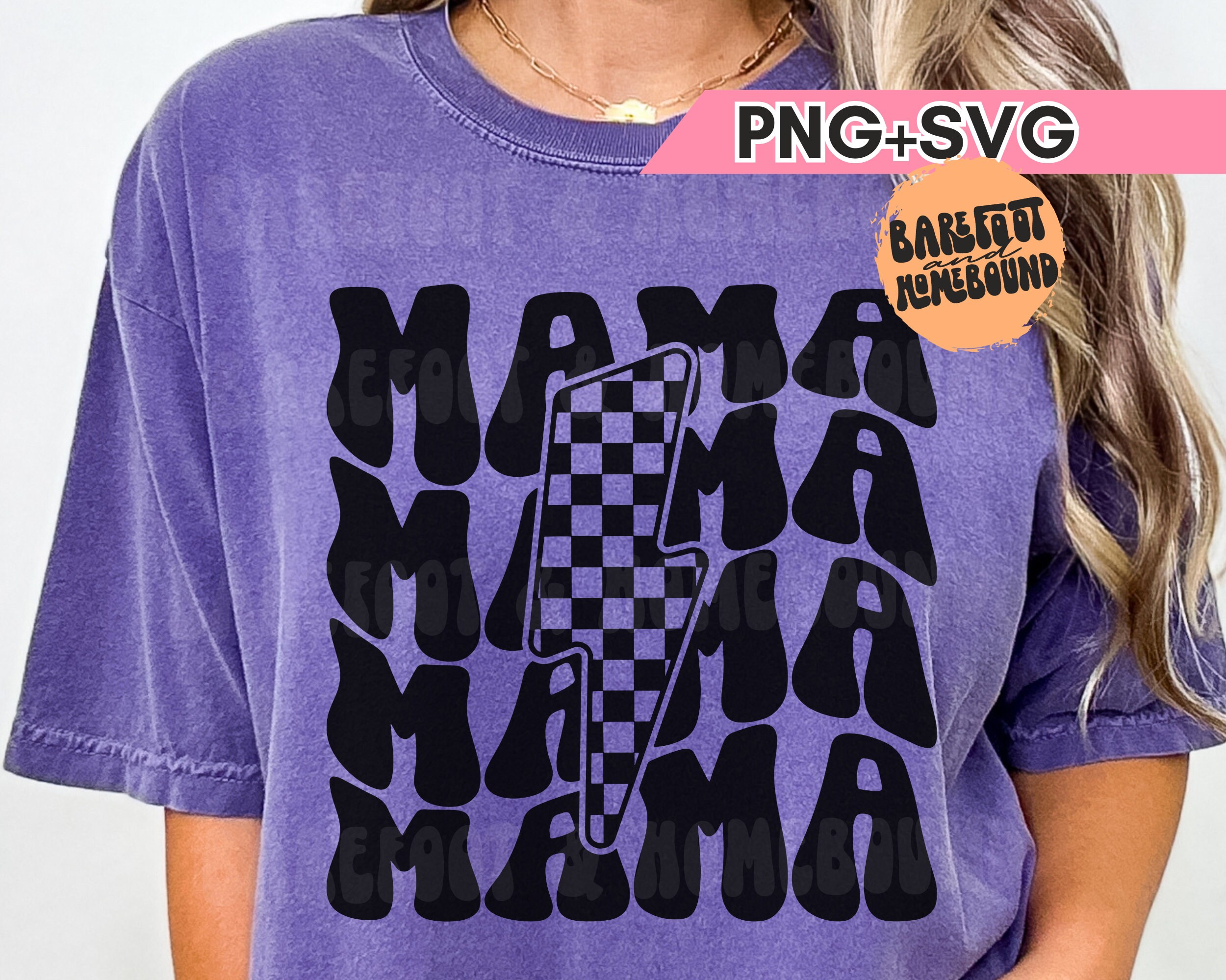 Checkered Lightning Mama SVG, Retro Mama Svg, Rocker Mom SVG